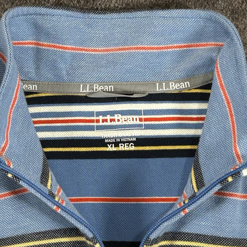 LL Bean Quarter Zip Pullover Men's XL Multicolor‎ Striped Comfort Stretch Pique - Picture 10 of 10